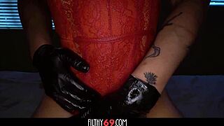 redhead babe enjoys oiled massage sex with deepthroat and riding