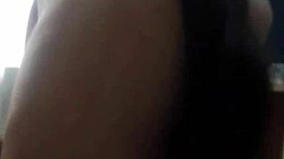 Slutty step daughter gets naked for daddy play with her tiny tits handjob him and get on his cock back ride hottest video ever.