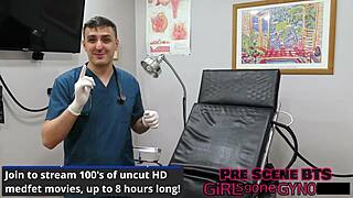 Tyler Lynn receives a detailed stethoscope exam backstage at college