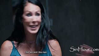 Teacher dominates petite student in cinema group sex