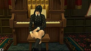 Brunette celebrity jenna o cosplays as wednesday addams in goth teen porn