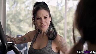 Aiden Ashley and Maya Woulfe tease each other passionately in the kitchen