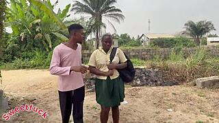 Horny Student Fucked So Hard in the Village with Big Cock