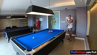 Amateur Couple Playing Pool And Having Passionate Sex Afterwards