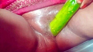 Indian village house wife fuck by cucumber part 1