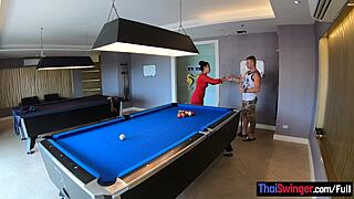 Amateur Couple Playing Pool And Having Passionate Sex Afterwards