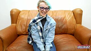 blue haired hottie raven gets her pussy fingered and fucked to swallow cum