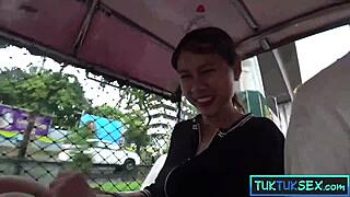 Asian student teen picked up in tuktuk for passionate sex