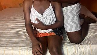 African student in skirt visits her teacher for a quick fuck