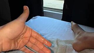 teasing my swollen pussy lips through pantyhose by the window for viewers