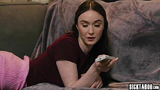 pervy big ass babysitter straps dildo fucks big tits teen pussy after licking