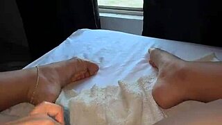 teasing my swollen pussy lips through pantyhose by the window for viewers