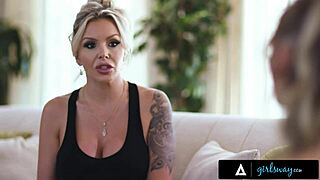 lily larimar fucks maid stepmom's client pussy licking scissoring satisfaction