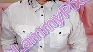 lammy pixel slips into sexy miniskirt stockings for office roleplay as submissive secretary