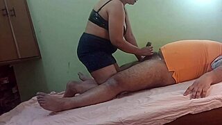 indian bhabhi moans loud sucking electrician's cock before pussy pounding