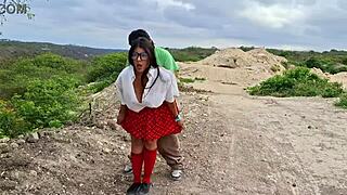 Old Peasant Rips Uniform Off Busty Latina Student for Juicy Country Fuck