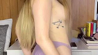 Tiny Blonde Teen Explodes in Orgasms Dildoing Pink Pussy!