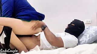 Indonesian Muslim Wife Facesits Husband Swallows Cum First Time