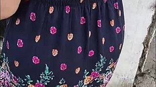 chubby puta whore begs old man to fuck her fat pussy in street lingerie!