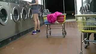 college wife sucks bbc deep at laundromat in sheer outfit for hubby