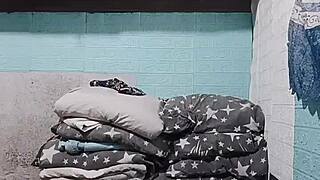 your sexy asian roommate's getting so horny in panties wanna peek at her small tits