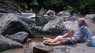 pinay teen dragged to creek for outdoor fuck her petite tits bounce wildly