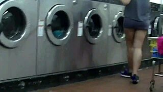 college wife sucks bbc deep at laundromat in sheer outfit for hubby