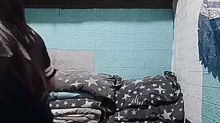 your sexy asian roommate's getting so horny in panties wanna peek at her small tits