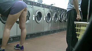 college wife sucks bbc deep at laundromat in sheer outfit for hubby