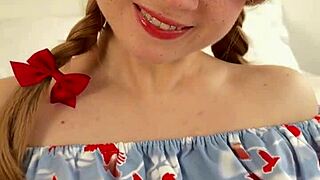 Daddy's Petite Blonde College Girl in Uniform Gets Spanked and Spit on Barefoot!