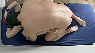 leather-clad brazilian milf teases with oral before anal creampie pounding