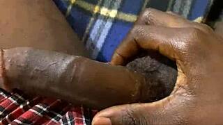 i'm jerkin this huge black monster cock so good college teen gets cum covered oiled muscles