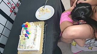 Overflowing Joy on My Favorite Cheating Student's 18th Birthday Blowjob Boyfriend Unaware and Excluded