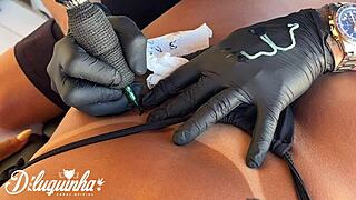 Squirt Pays Tattoo Artist Smooth Pussy!