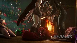 Feliz navidad con putas en trio anal y deepthroat en la navidad hardcore
