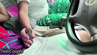 indonesian hijab wife sucks boyfriend dick while driving viral