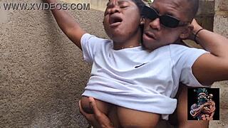 horny ebony college coed bends over for neighbor's huge monster cock