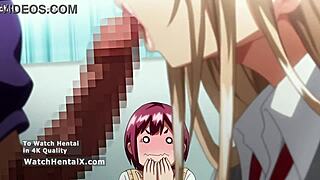 Two sexy anime hentai girls bent over for hardcore creampie doggystyle and blowjobs