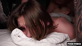 Broke musician bends over for rough doggystyle pounding