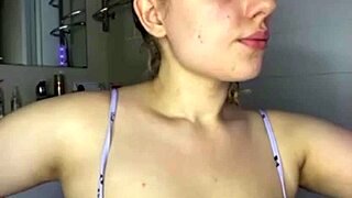 Horny BBW Teen Fingers Shaved Pink Pussy Close-Up In Leather Lingerie