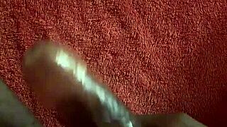 Jerking huge black cock in bedroom till massive cumshot explosion!!