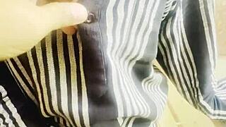 Office fun with indian secretary sucking cock between her juicy boobs