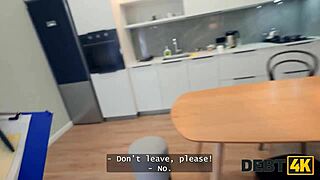 debt makes my shaved pussy ache for house manager's cock