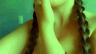 naughty student lifts skirt teases tongue and fingers wet pussy messily