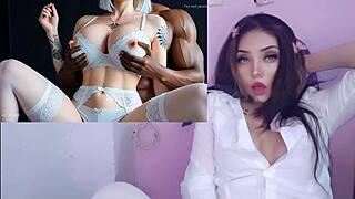 blonde cosplay teen eats bbc while masturbating huge tits