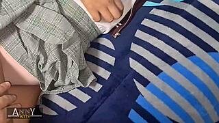 Sweet Curvy Latina Student Spreads for Best Friend's Cock in Bedroom