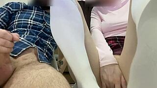 imagine risking mutual masturbation squirt and cumshot during online lecture in public with your hot roommate