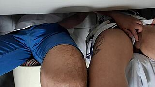 Nerdy Student Flashes Panties and Fingers Herself at Classroom Desk