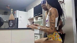 hot stranger chick i called over bends for bareback bbc doggystyle in kitchen she orgasmed hard