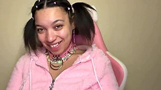 stepdaughter's ahegao face while practicing deepthroat on older man's cock!